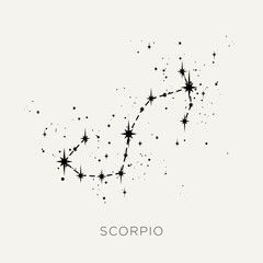 Star constellation zodiac scorpio line black white vector