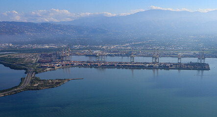 Aerial of the Kingston Wharf in Kingston Jamaica