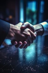 Shaking hands digital business