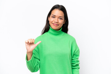 Young Colombian woman isolated on white background proud and self-satisfied