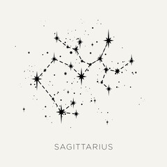 Star constellation zodiac sagittarius line black white vector