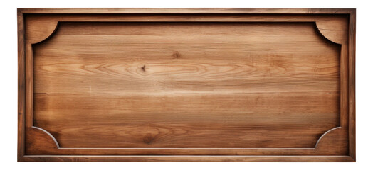 Brown wooden signboard, plate, plank and dark frame isolated.