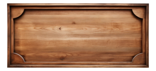 Brown wooden signboard, plate, plank and dark frame isolated.