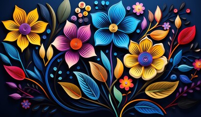 Colorful floral Mandala illustration with colorful lines, Mexican Folklore, banner for Flores the mayo (flowers of may) or Hispanic american heritage month. created with generative ai