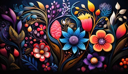 Colorful floral Mandala illustration with colorful lines, Mexican Folklore, banner for Flores the mayo (flowers of may) or Hispanic american heritage month