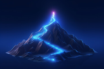 Mountain with a path to the top. Illustration of success achievement concept. Business journey. Generative AI.