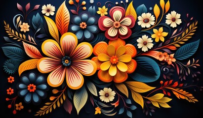 Colorful floral Mandala illustration with colorful lines, Mexican Folklore, banner for Flores the mayo (flowers of may) or Hispanic american heritage month. created with generative ai - obrazy, fototapety, plakaty
