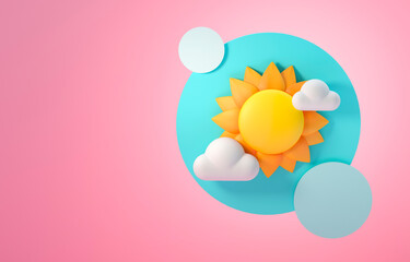 Isolated Partly Sunny. 3D Illustration