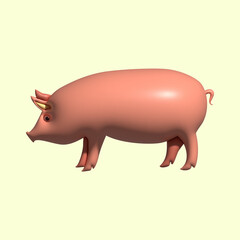 3D Cute Animal with Light Background