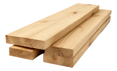 Stack of wood boards isolated.