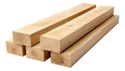 Stack of wood boards isolated.