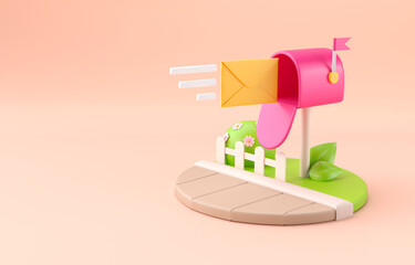 Isolated 3D Mailbox. 3D Illustration