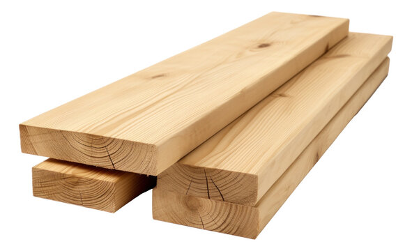 Stack of wood boards isolated.