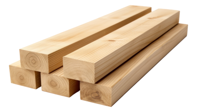 Stack of wood boards isolated.