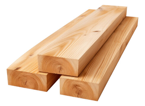 Stack of wood boards isolated.