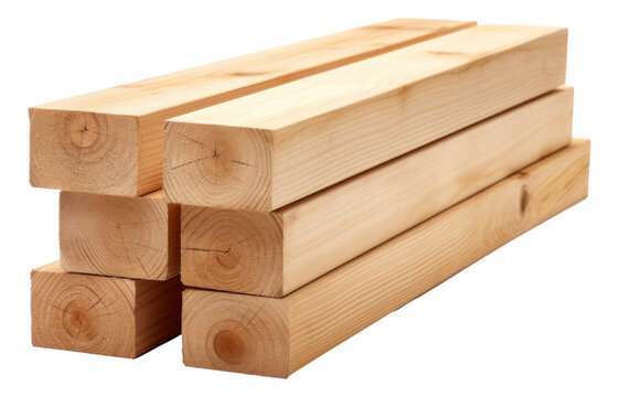 Stack of wood boards isolated.