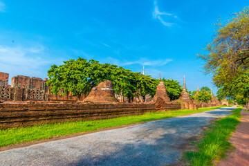 The ruins of the Wat Phra Si Sanphet temple in Ayutthaya Historical Park, a UNESCO world heritage site, Thailand