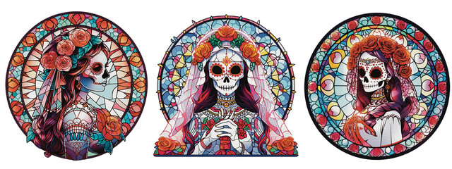 Day of the Dead Woman Stained Glass 