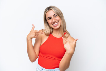 Fototapeta premium Young caucasian woman isolated on white background proud and self-satisfied
