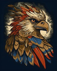 Colorful Tribal Philippine Eagle Art Generative AI