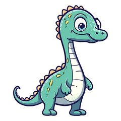 Naklejka premium Mesozoic Marvel: Cute Diplodocus Dinosaur in Playful 2D Illustration