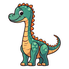 Fototapeta premium Mesozoic Marvel: Cute Diplodocus Dinosaur in Playful 2D Illustration
