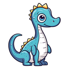 Mesozoic Marvel: Cute Diplodocus Dinosaur in Playful 2D Illustration