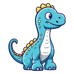 Naklejka premium Mesozoic Marvel: Cute Diplodocus Dinosaur in Playful 2D Illustration