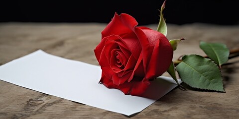 Blank paper note and flower for text copy space background AI Generated