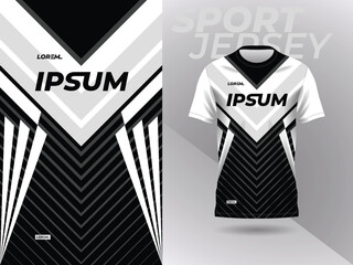 black white shirt sport jersey mockup template design for soccer, football, racing, gaming, motocross, cycling, and running