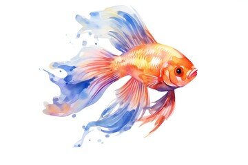 Watercolor fish clip art on white background Generative AI