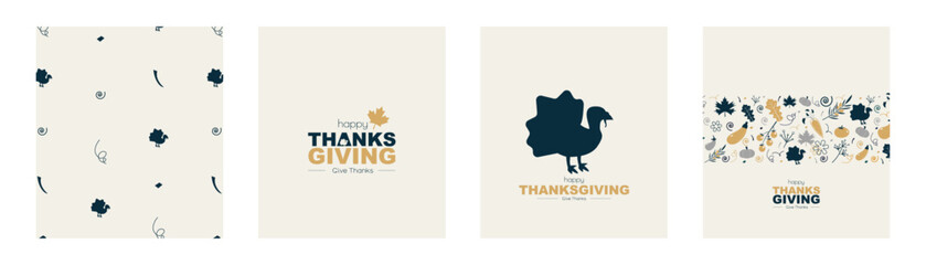 Thanksgiving card set. Modern design.