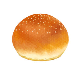 Bread bun bakery product watercolor