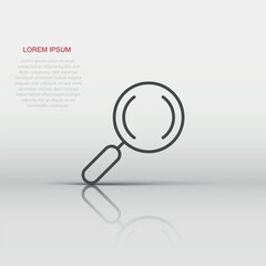 Loupe sign icon in flat style. Magnifier vector illustration on white isolated background. Search business concept.