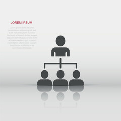 Corporate organization chart with business people vector icon in flat style. People cooperation illustration on white background. Teamwork business concept.