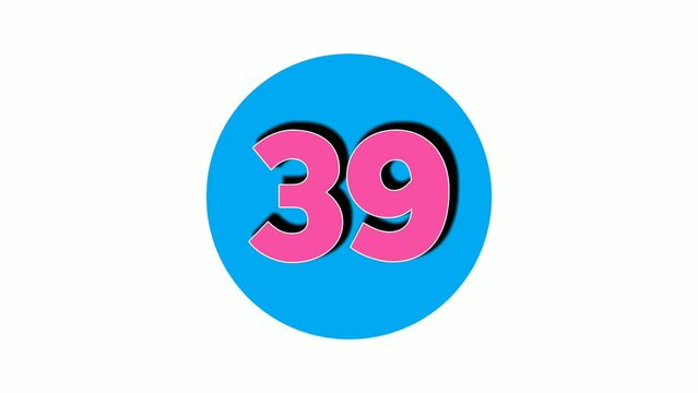 Number 39 thirty nine sign symbol animation motion graphics on white background,4k cartoon video number for video elements