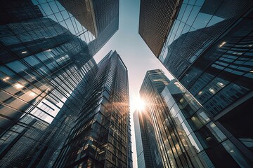 Modern skyscrapers in the business district
