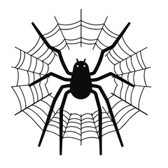 spider on the web black on a white background