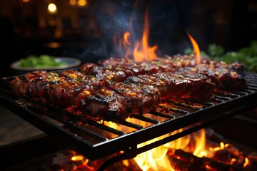viande grillé sur un barbecue, ia générative