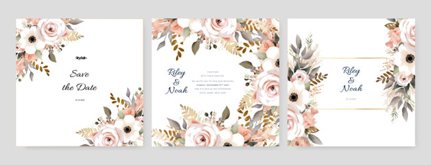Good for greeting cards, wedding invitations, flyers and other graphic design. Floral universal artistic templates.