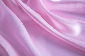Elegant soft satin lilac fabric with delicate pleats and space for text. festive background.