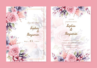 Vector illustration of a beautiful pink floral frame for Wedding, anniversary, birthday and party.
