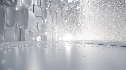 3D rendering of abstract white background with glass and light effects. Generative AI.