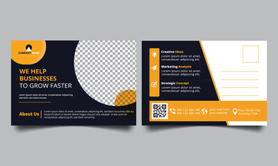 Corporate business postcard design template. digital marketing postcard.