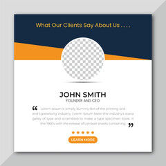 Client testimonials or customer feedback social media post web banner template