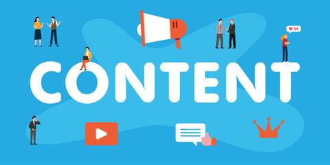 Content is king - content creator 2d vector illustration concept for banner, website, illustration, landing page, flyer, etc.