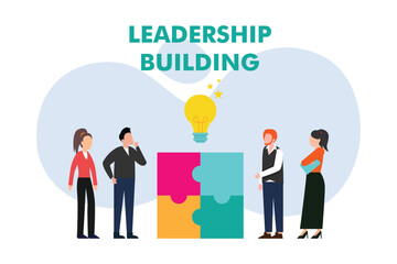 Fototapeta premium Team building - leadeship building games 2d vector illustration concept for banner, website, illustration, landing page, flyer, etc.
