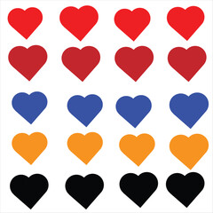 hearts icon shape set of 16 verity color Valentine heart symbol. vector heart icon illustration