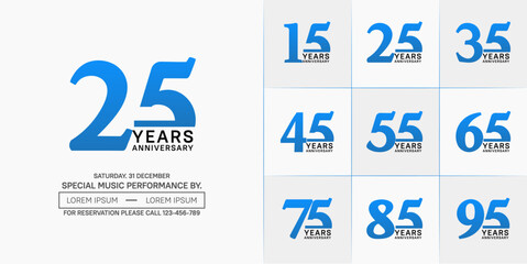 set of anniversary logo with blue and black number on white background can be use for celebration