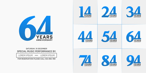 set of anniversary logo with blue and black number on white background can be use for celebration